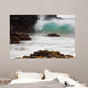 Hawaii, Maui, Makena, An ocean wave crashes among a lava coast Wall Mural