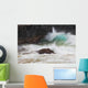 Hawaii, Maui, Makena, An ocean wave crashes among a lava coast Wall Mural