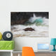 Hawaii, Maui, Makena, An ocean wave crashes among a lava coast Wall Mural