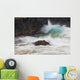 Hawaii, Maui, Makena, An ocean wave crashes among a lava coast Wall Mural