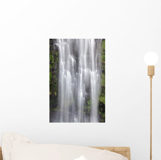 Hawaii, Maui, A waterfall in Kipahulu with lush foliage Wall Mural