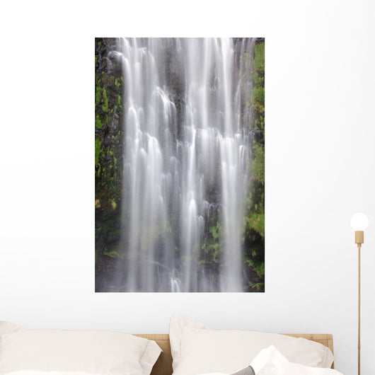 Hawaii, Maui, A waterfall in Kipahulu with lush foliage Wall Mural