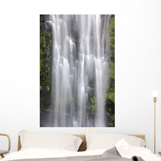 Hawaii, Maui, A waterfall in Kipahulu with lush foliage Wall Mural