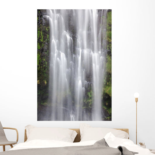 Hawaii, Maui, A waterfall in Kipahulu with lush foliage Wall Mural