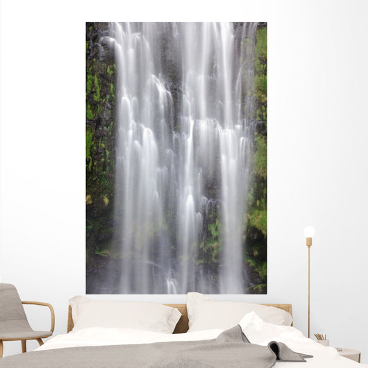Hawaii, Maui, A waterfall in Kipahulu with lush foliage Wall Mural
