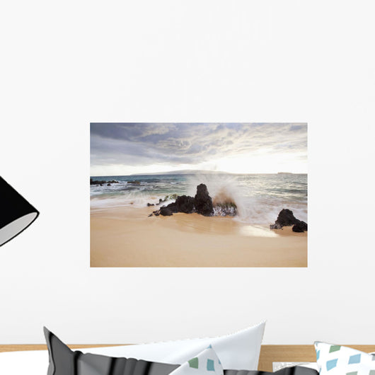Hawaii, Maui, Surf crashes onto Big Beach Wall Mural