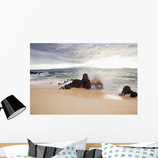 Hawaii, Maui, Surf crashes onto Big Beach Wall Mural