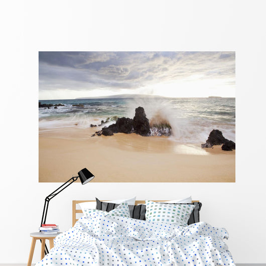Hawaii, Maui, Surf crashes onto Big Beach Wall Mural