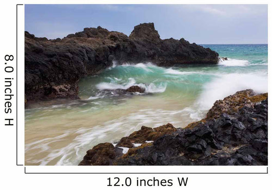 Hawaii, Maui, Makena, Ocean wave on rocky coastline Wall Mural