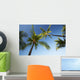 Hawaii, Lanai, Hulope Beach, Plam trees from below Wall Mural