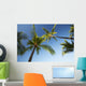 Hawaii, Lanai, Hulope Beach, Plam trees from below Wall Mural