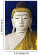 Head of a Buddha statue against blue background Wall Mural