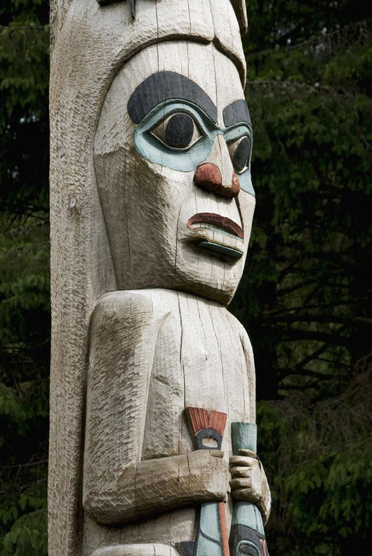 carvings on totem pole Wall Mural