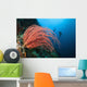 Indonesia, Divers and whip coral on ther reef Wall Mural