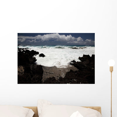 Wave Breaks with Lave Wall Mural shown on a wall