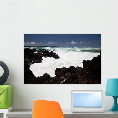 Wave Breaks with Lave Wall Mural shown on a wall
