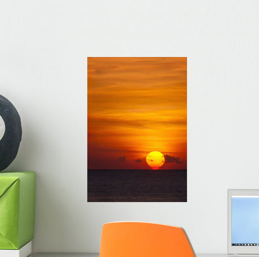 Indonesia, Bali, A fiery sunset over open waters Wall Mural