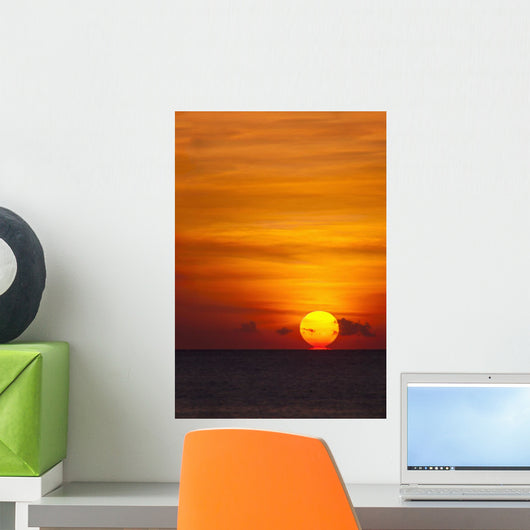 Indonesia, Bali, A fiery sunset over open waters Wall Mural