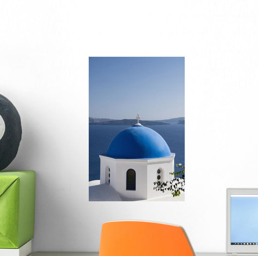 Island of Thirassia in the distance Wall Mural