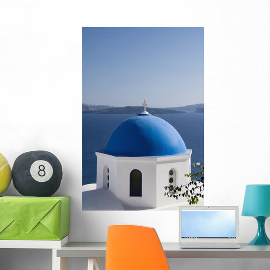 Island of Thirassia in the distance Wall Mural