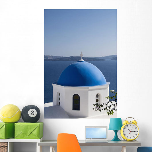 Island of Thirassia in the distance Wall Mural
