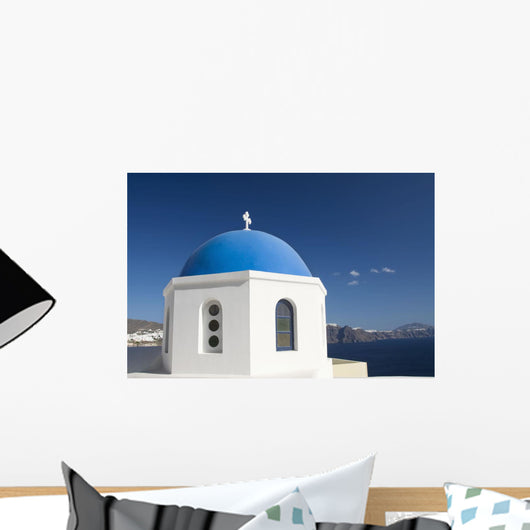 Island of Thirassia in the distance Wall Mural