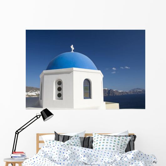 Island of Thirassia in the distance Wall Mural