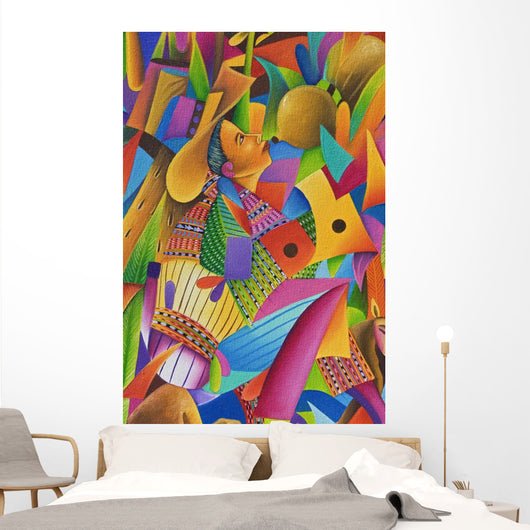 Guatemala, Lake Atitlan, Panajachel, colorful painting for sale Wall Mural