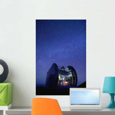 Starry Night Sky and Wall Mural shown on a wall