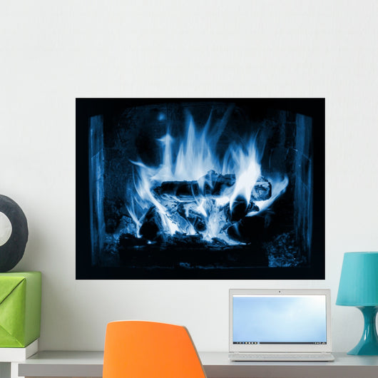 HDR photo of magic icy blue flames Wall Mural