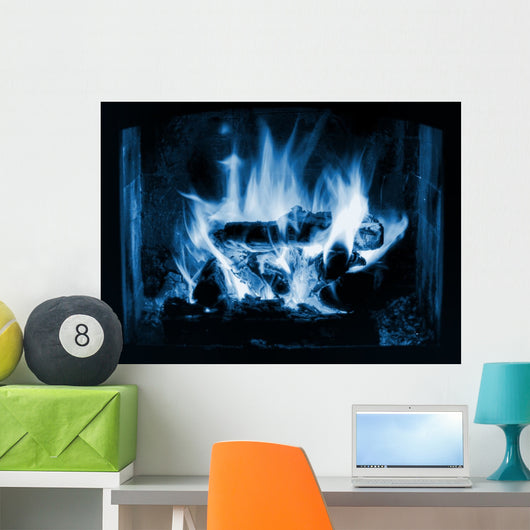 HDR photo of magic icy blue flames Wall Mural