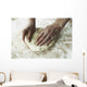 Close-Up Of Hands Kneading Dough Wall Mural
