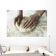 Close-Up Of Hands Kneading Dough Wall Mural