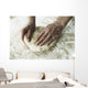 Close-Up Of Hands Kneading Dough Wall Mural