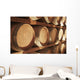 Wine Barrels Stacked On Shelves Wall Mural