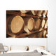 Wine Barrels Stacked On Shelves Wall Mural