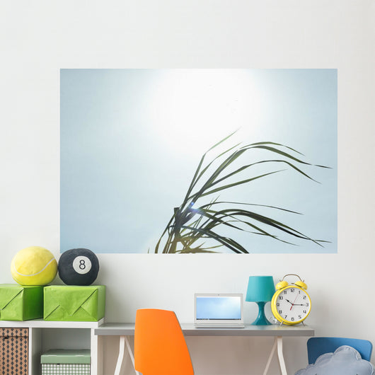 Close-Up Of Long Blades Of Grass Blowing In Wind Wall Mural