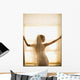 A Bride Pondering Her Big Day While Looking Out A Window Wall Mural