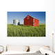 Metal Grain Bin And Wooden Grain Bin In Wheat Field Wall Mural