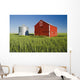 Metal Grain Bin And Wooden Grain Bin In Wheat Field Wall Mural