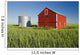 Metal Grain Bin And Wooden Grain Bin In Wheat Field Wall Mural