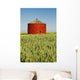 Red Grain Bin In Wheat Field Wall Mural