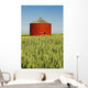 Red Grain Bin In Wheat Field Wall Mural