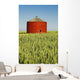 Red Grain Bin In Wheat Field Wall Mural
