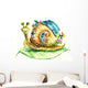 Snail in eco-house.My own watercolor painting. Wall Decal