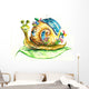Snail in eco-house.My own watercolor painting. Wall Decal