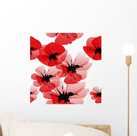 Floral Seamless Pattern with Wall Decal