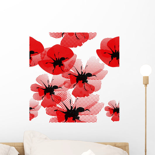 Floral Seamless Pattern with Wall Decal