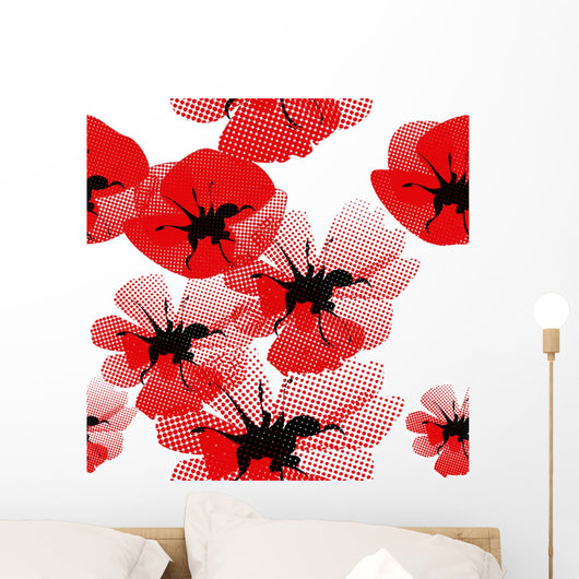 Floral Seamless Pattern with Wall Decal