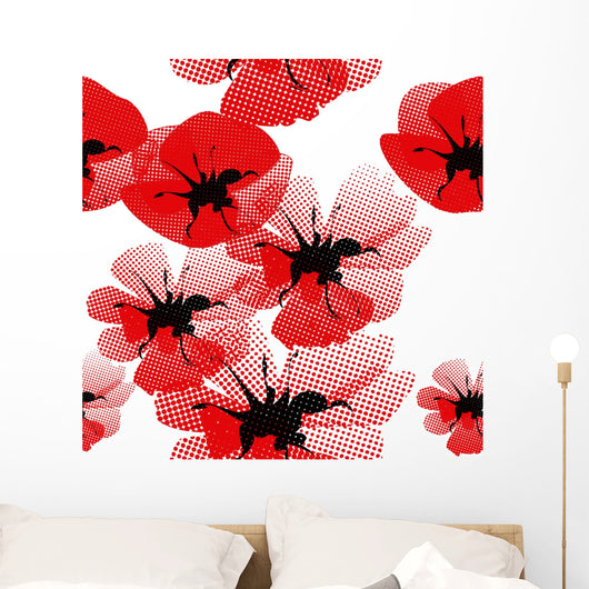 Floral Seamless Pattern with Wall Decal